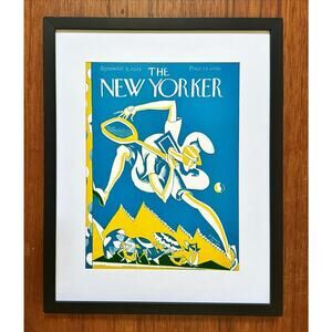 Framed 1925 The New Yorker Magazine September 5 Daugherty Tennis Beach